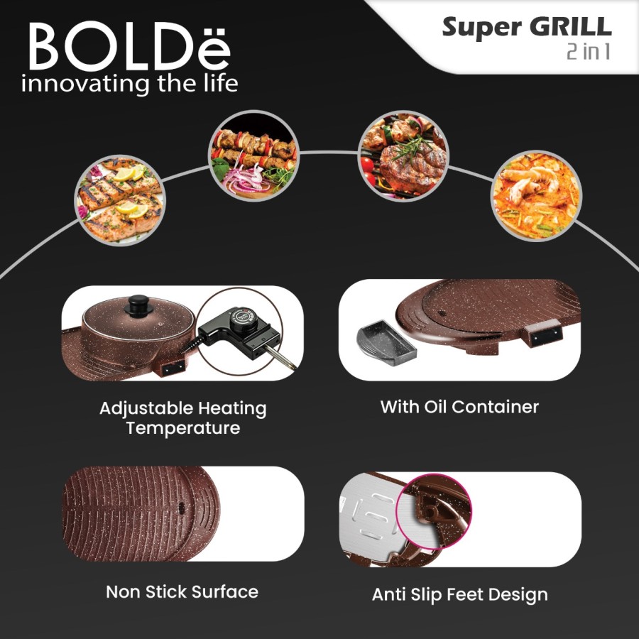 Bolde Super Electric GRILL 2 in 1 - Dark Brown